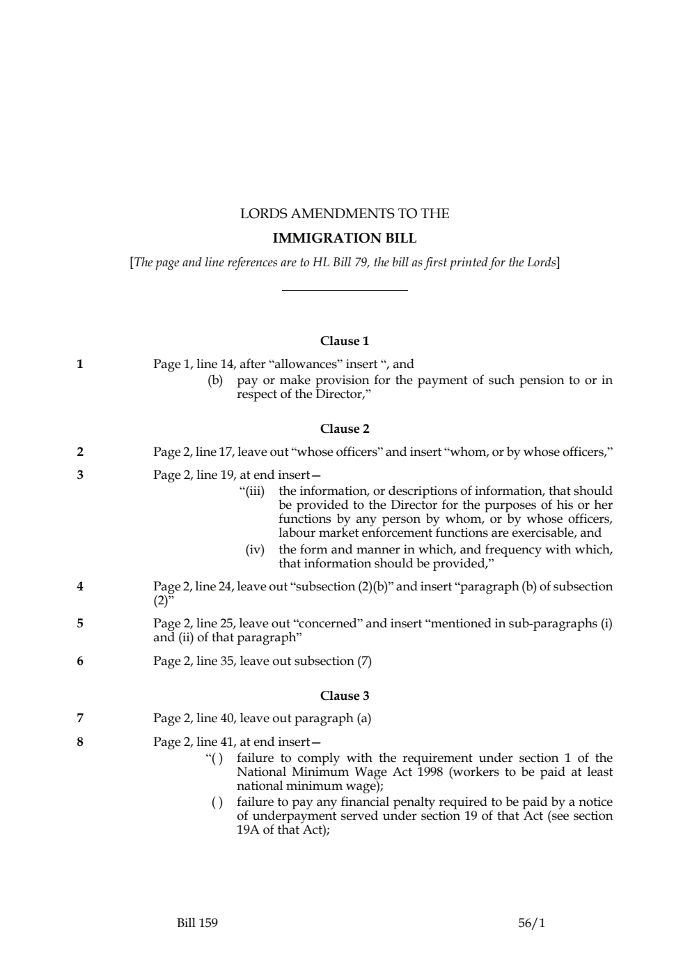 Lords Amendments to the Immigration Bill