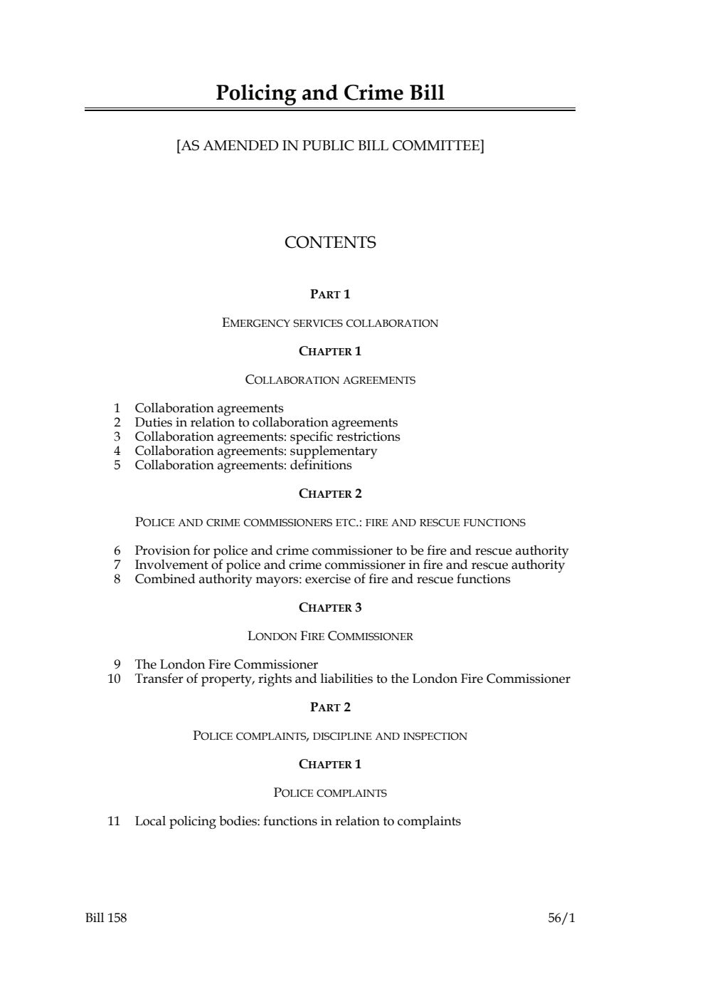 Policing and Crime Bill [as amended in Public Bill Committee]