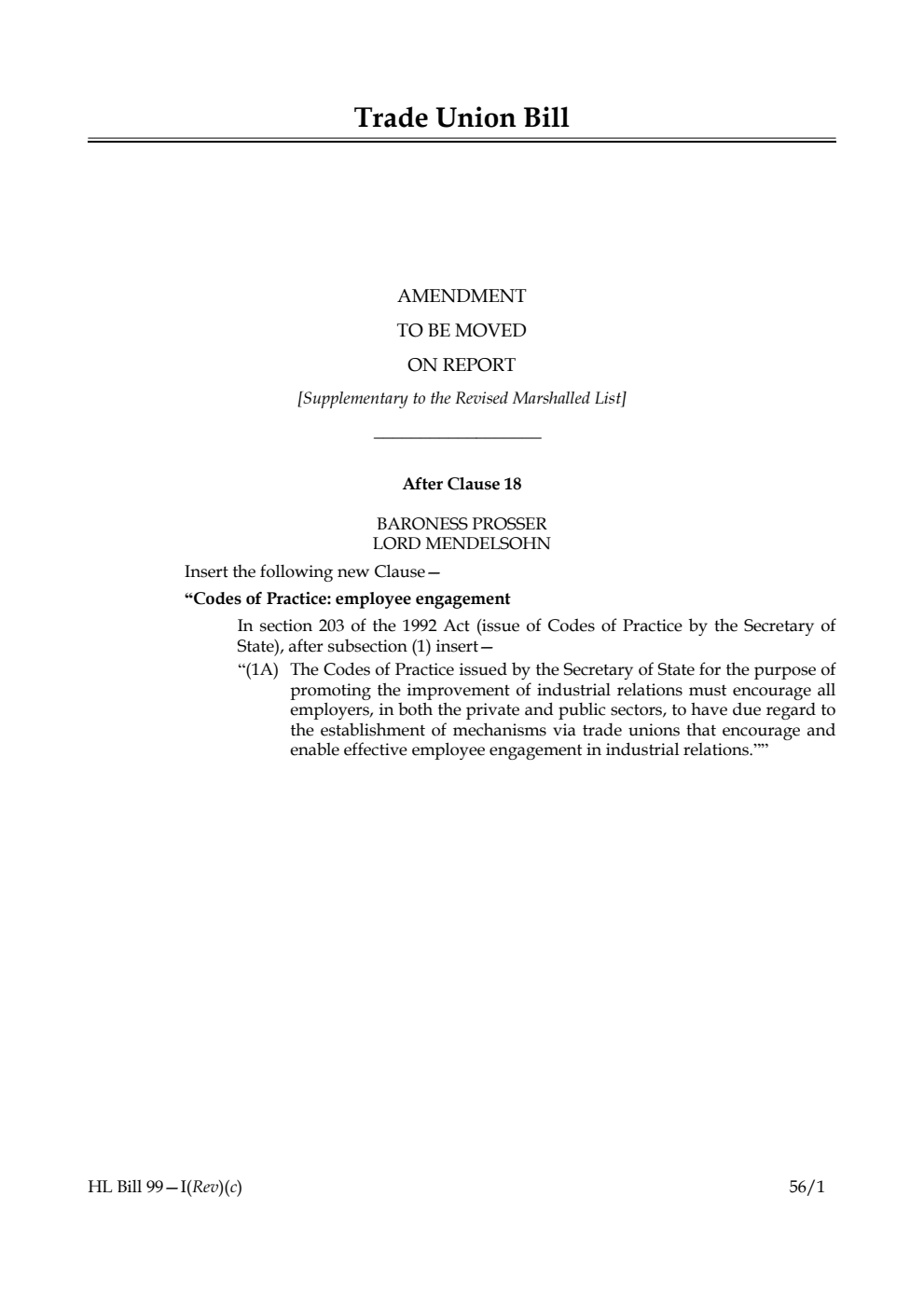 Trade Union Bill Lords Amendments