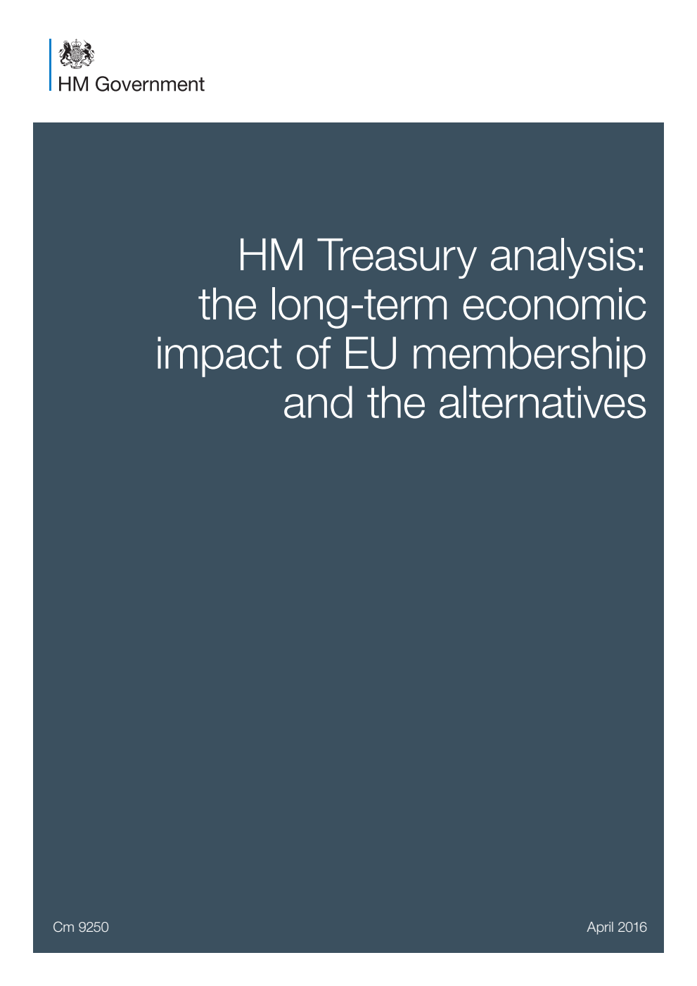 HM Treasury analysis: the long-term economic impact of EU membership and the alternatives