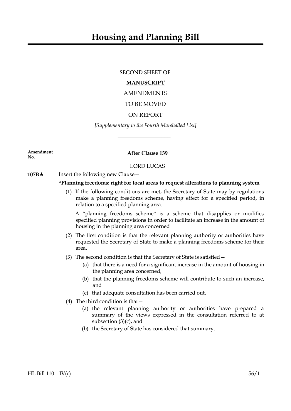Housing and Planning Bill Lords Amendments