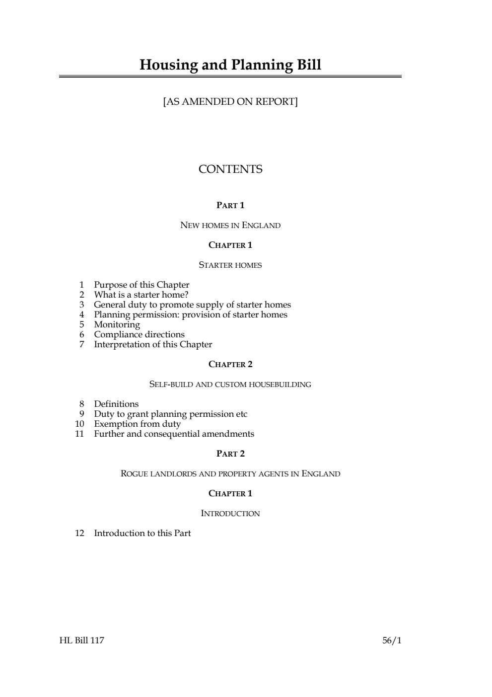 Housing and Planning Bill [as amended on Report]