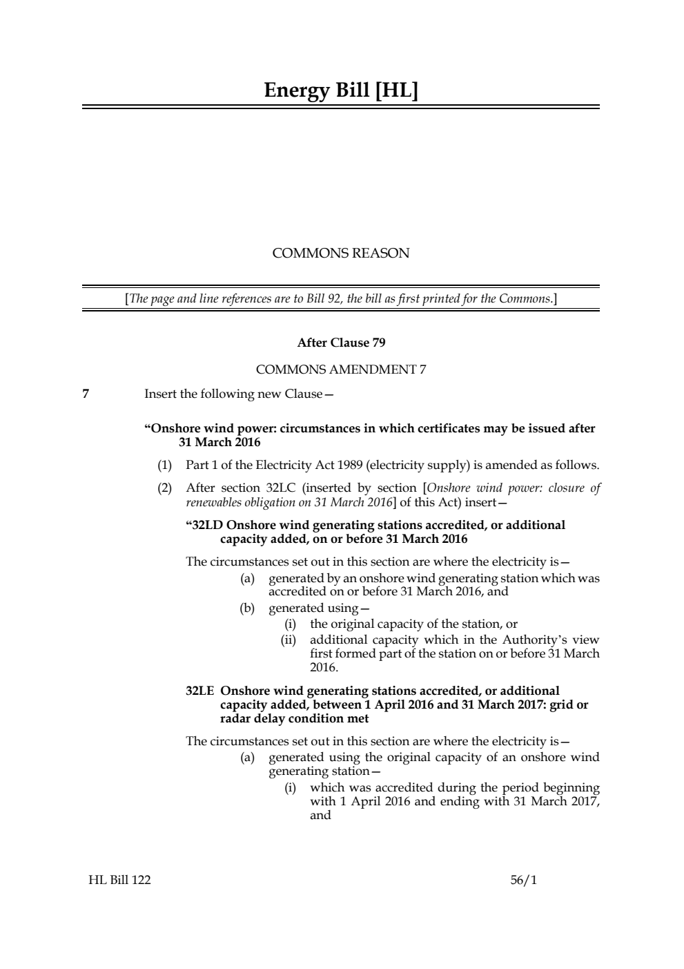 Energy Bill Commons Reason