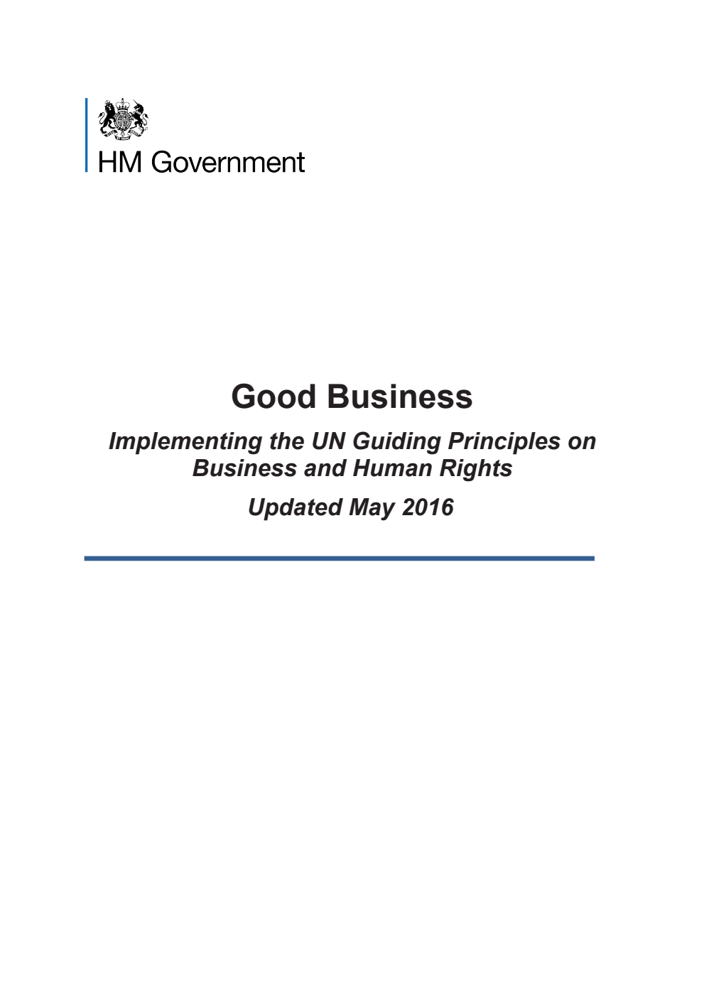 Good Business: Implementing the UN Guiding Principles on Business and Human Rights Updated May 2016