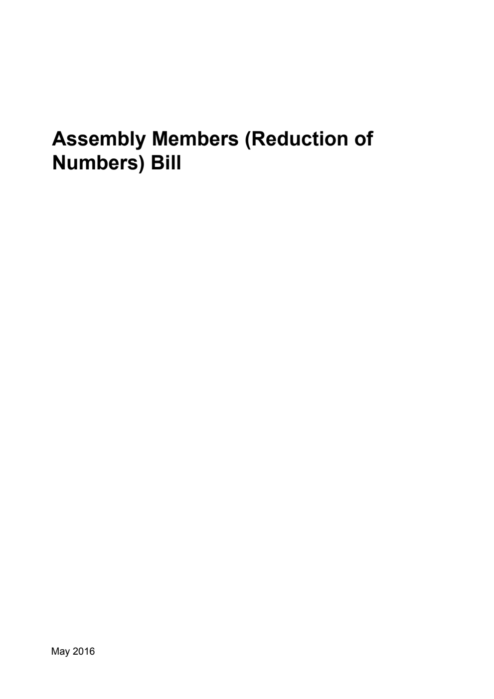 Assembly Members (Reduction of Numbers) Bill