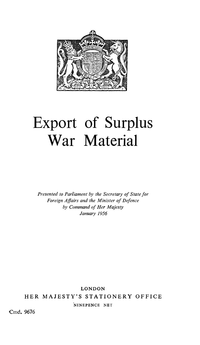 Export of Surplus War Material