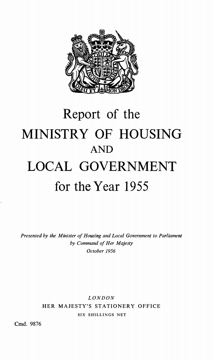 Report of the Ministry of Housing and Local Government for the year 1955