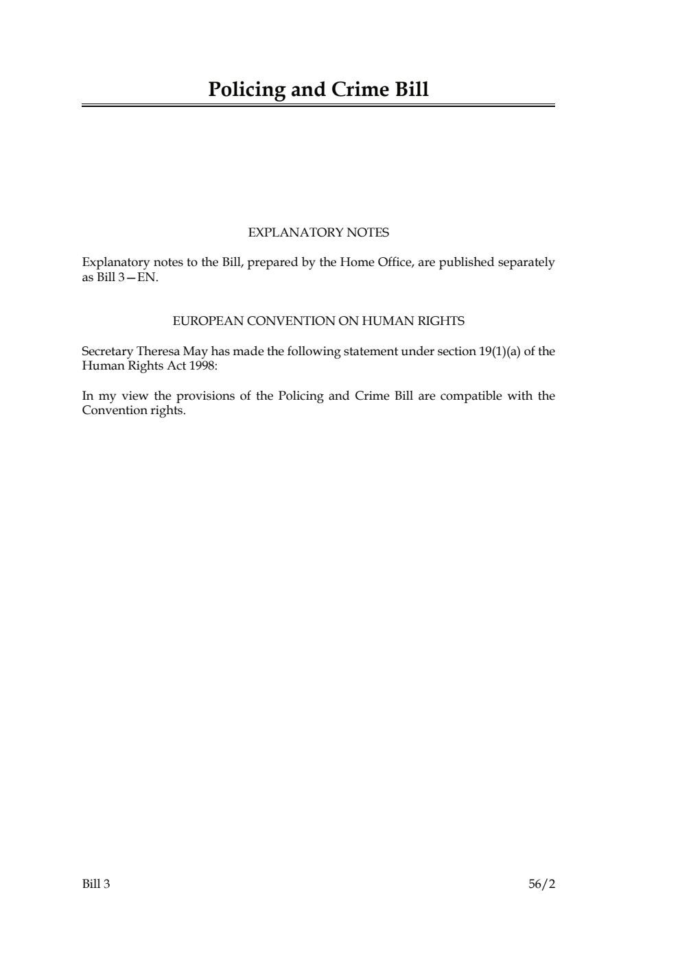 Policing and Crime Bill