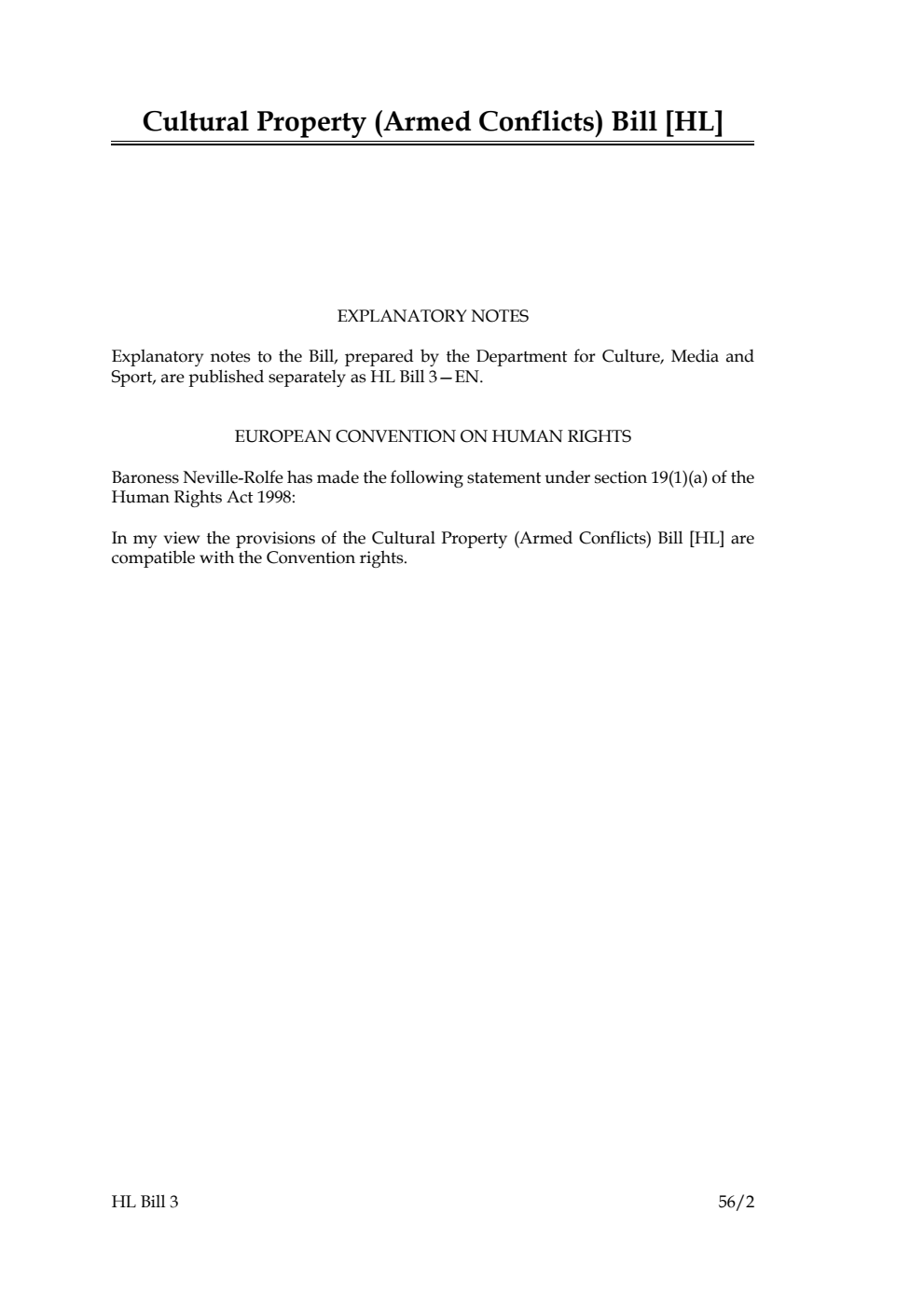 Cultural Property (Armed Conflicts) Bill