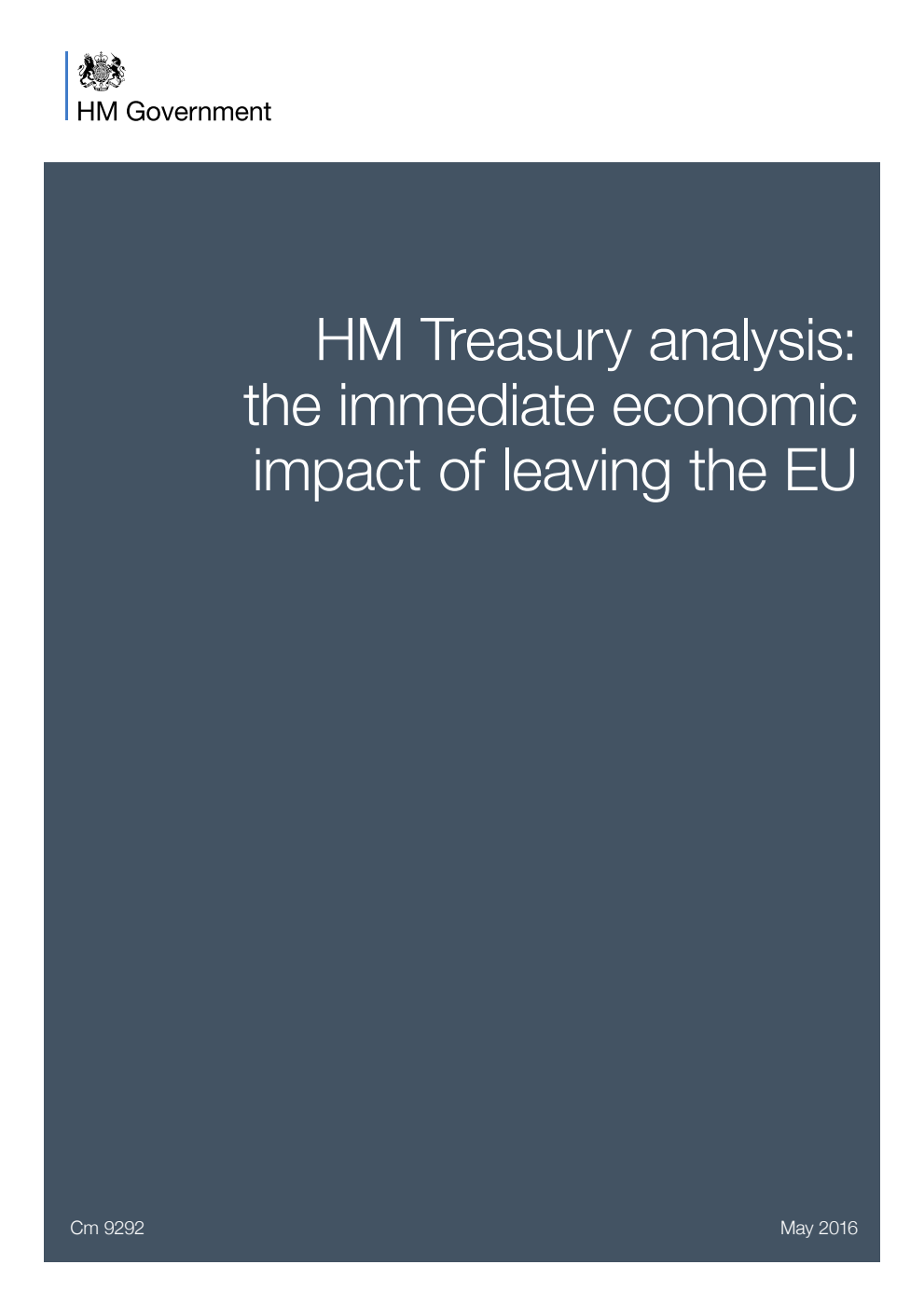 HM Treasury analysis: the immediate economic impact of leaving the EU
