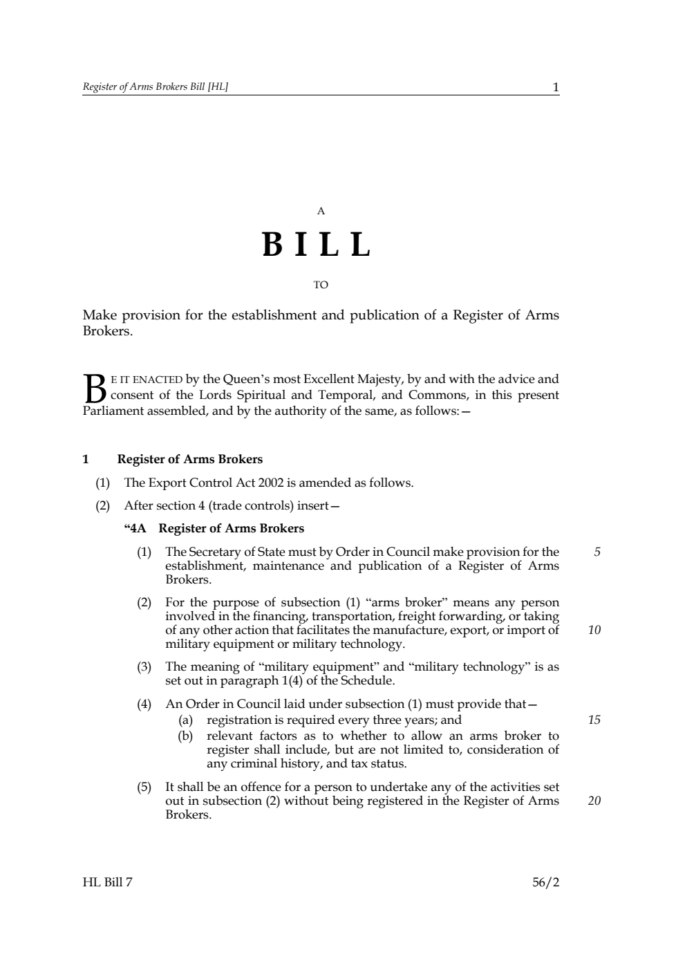 Register of Arms Brokers Bill