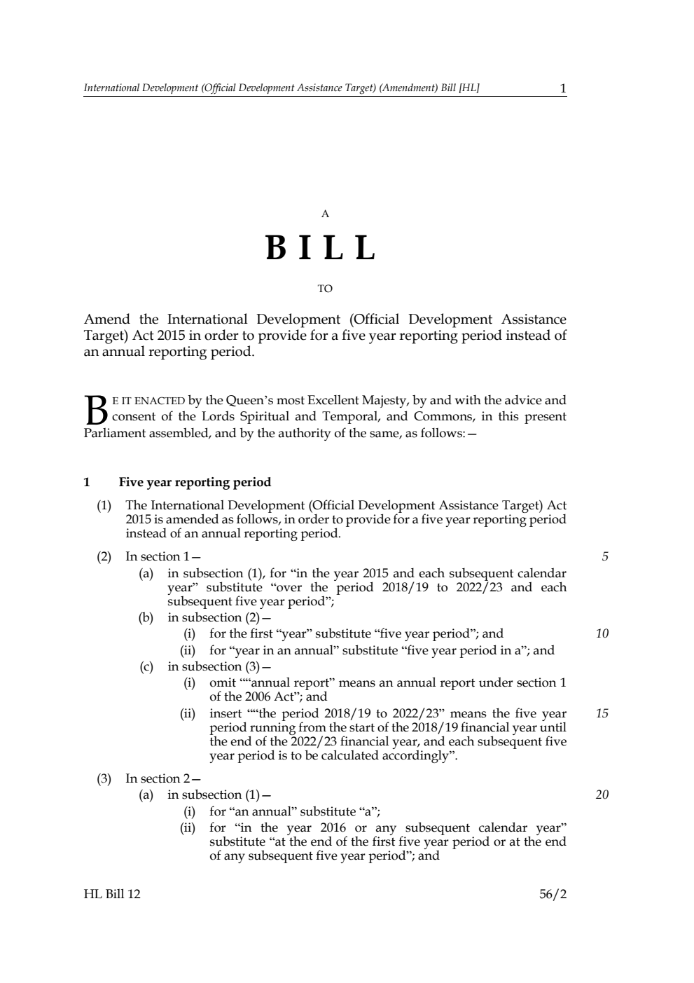 International Development (Official Development Assistance Target) (Amendment) Bill