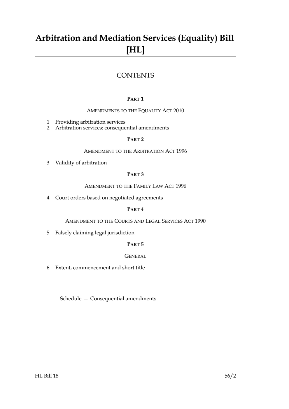 Arbitration and Mediation Services (Equality) Bill