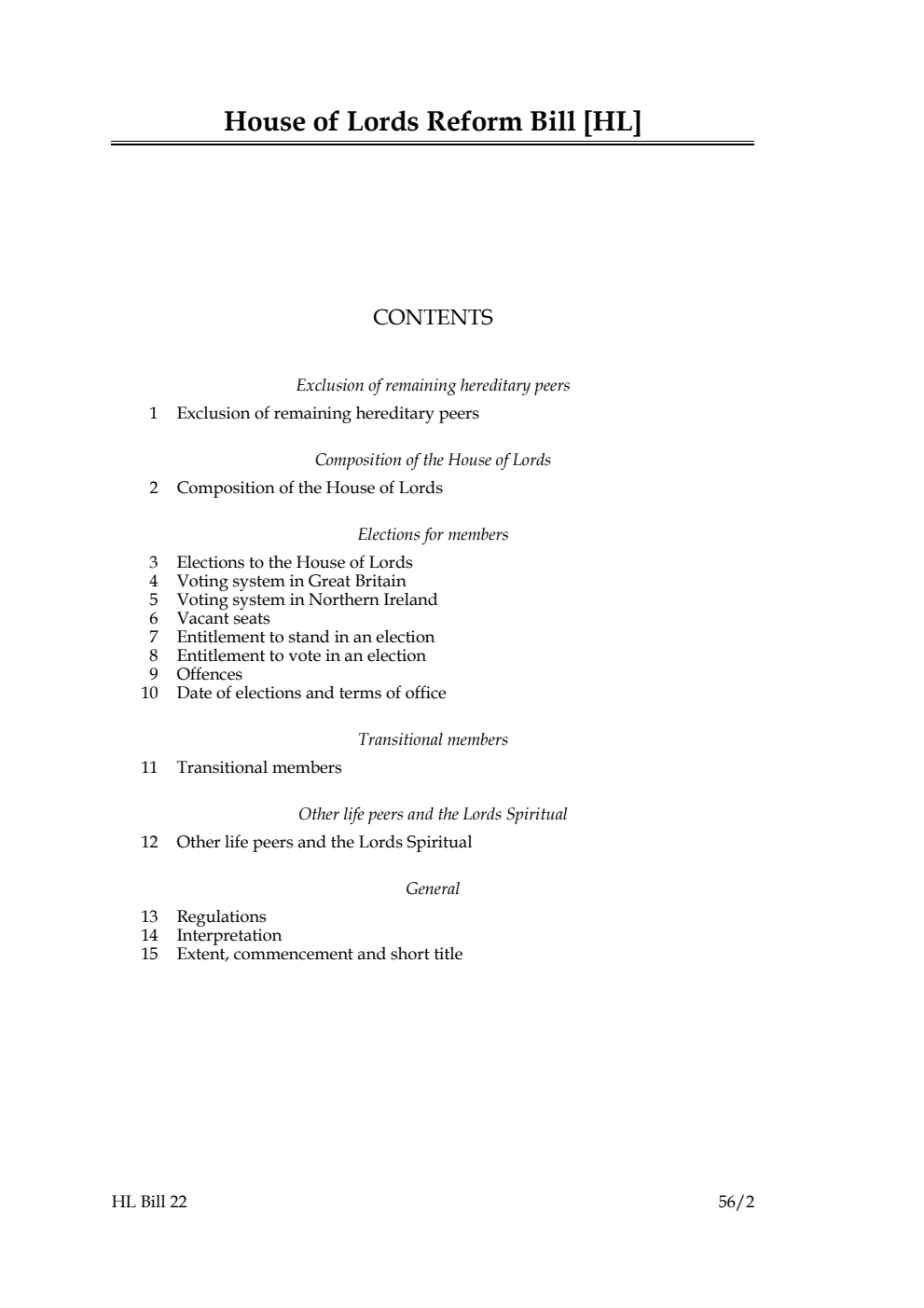 House of Lords Reform Bill