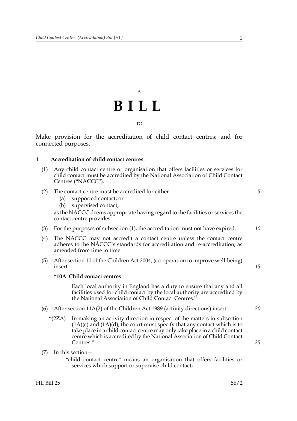 Child Contact Centres (Accreditation) Bill