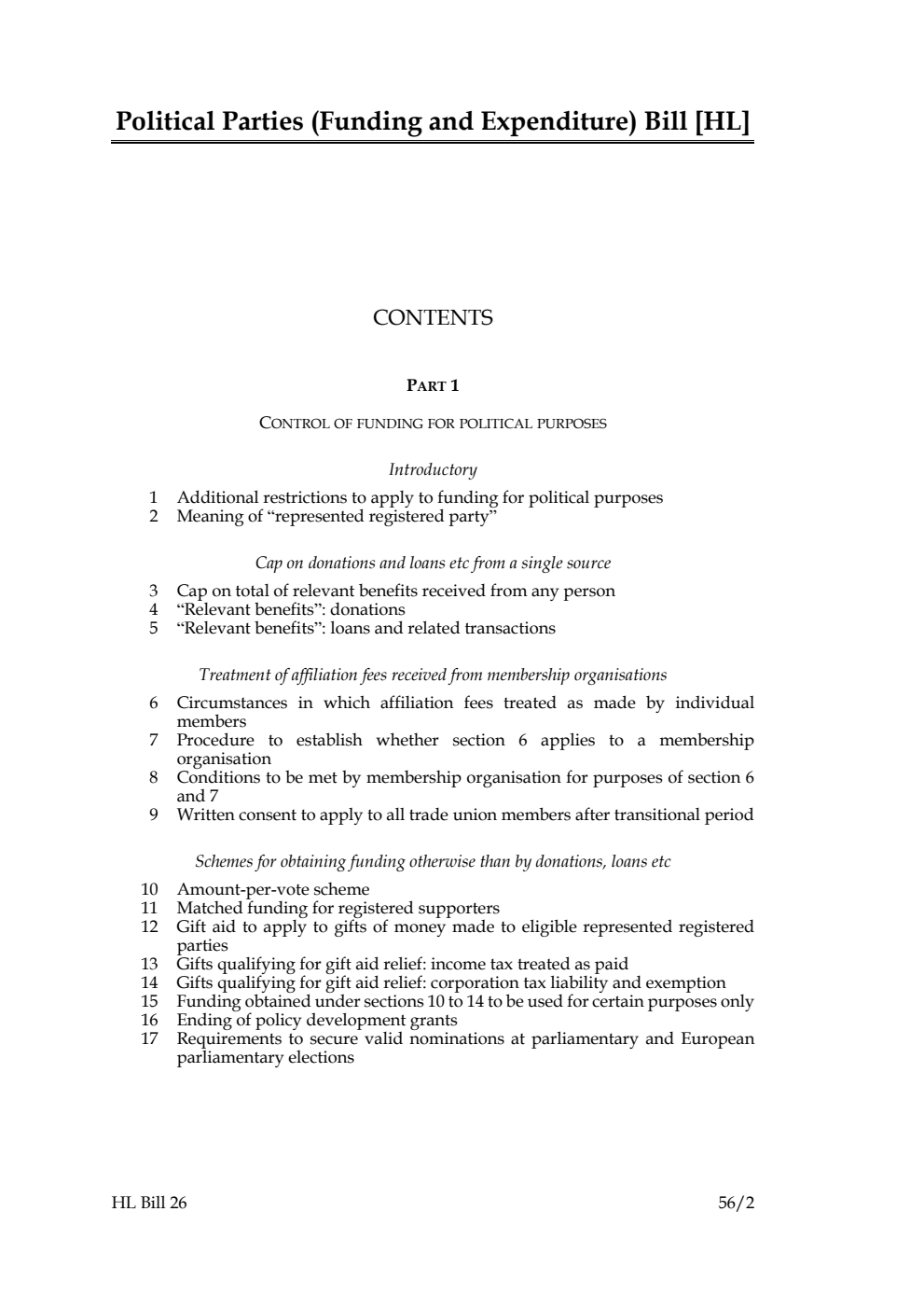 Political Parties (Funding and Expenditure) Bill