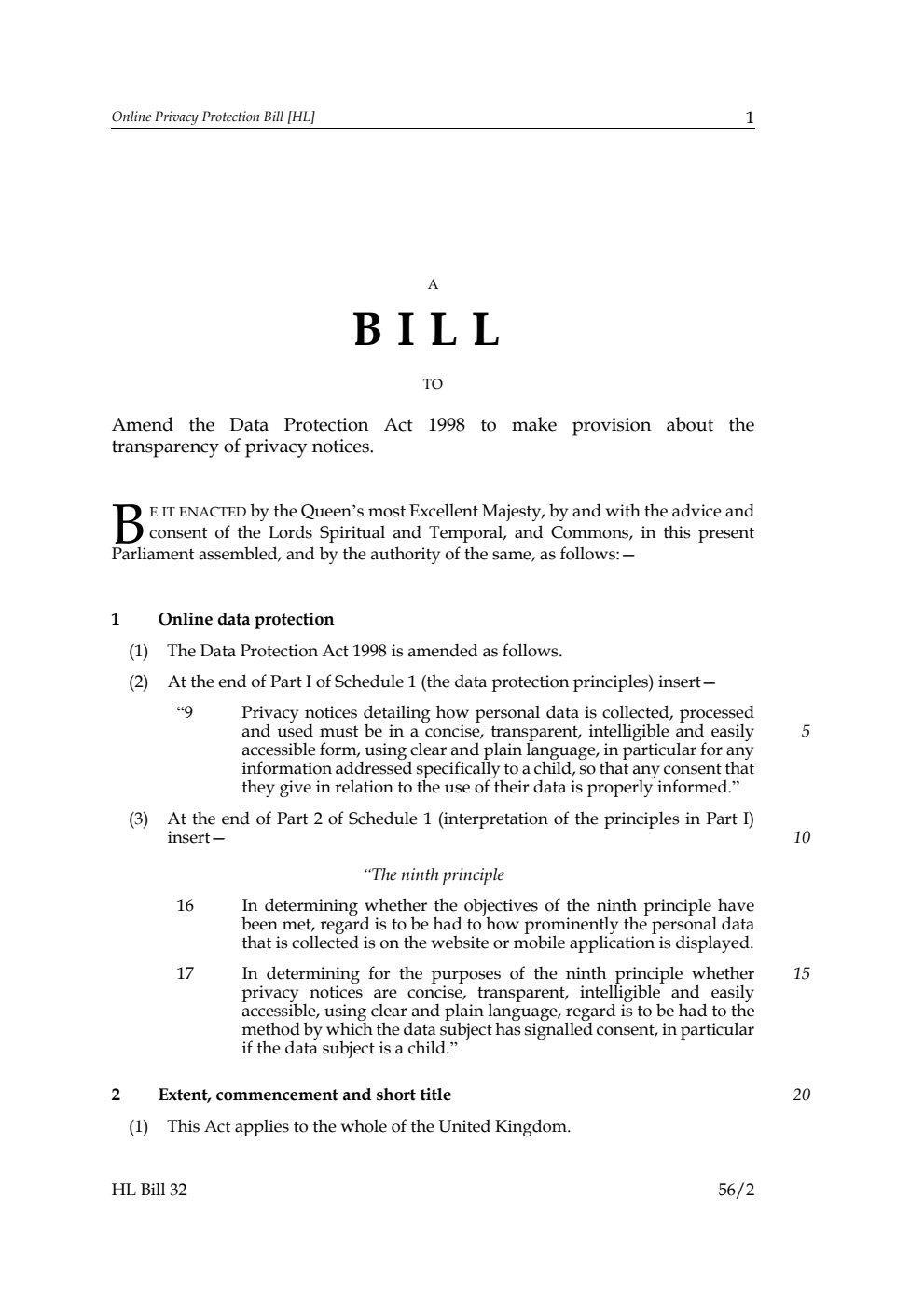 Online Privacy Protection Bill