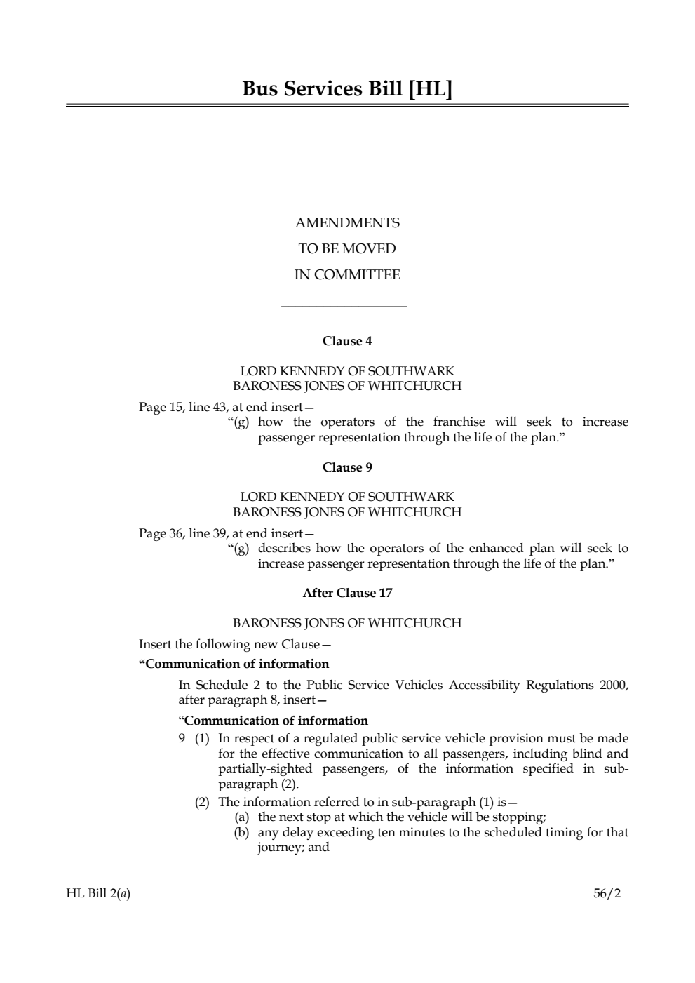 Bus Services Bill Lords Amendments