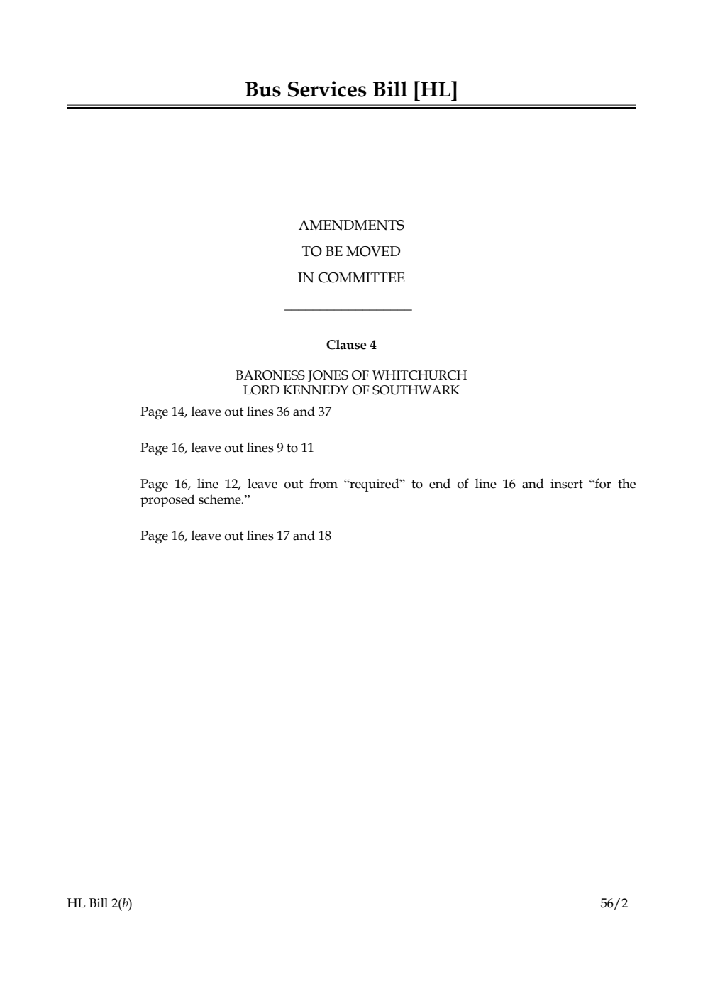 Bus Services Bill Lords Amendments