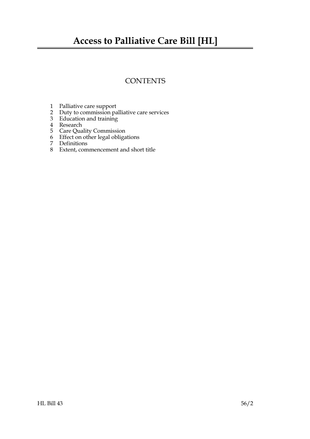 Access to Palliative Care Bill