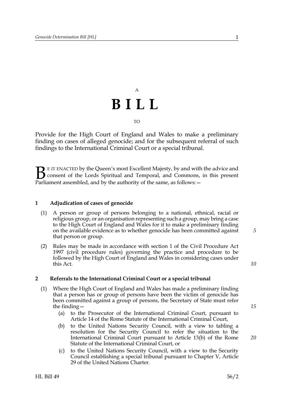 Genocide Determination Bill