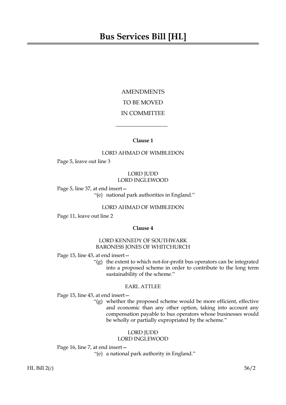 Bus Services Bill Lords Amendments
