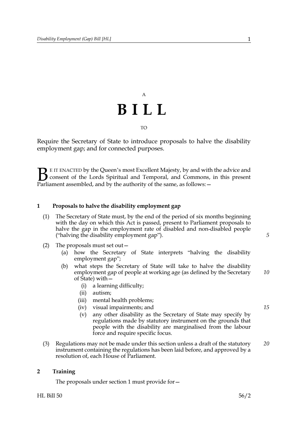 Disability Employment (Gap) Bill