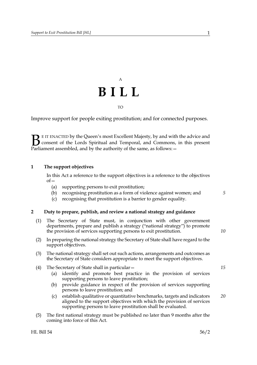 Support to Exit Prostitution Bill