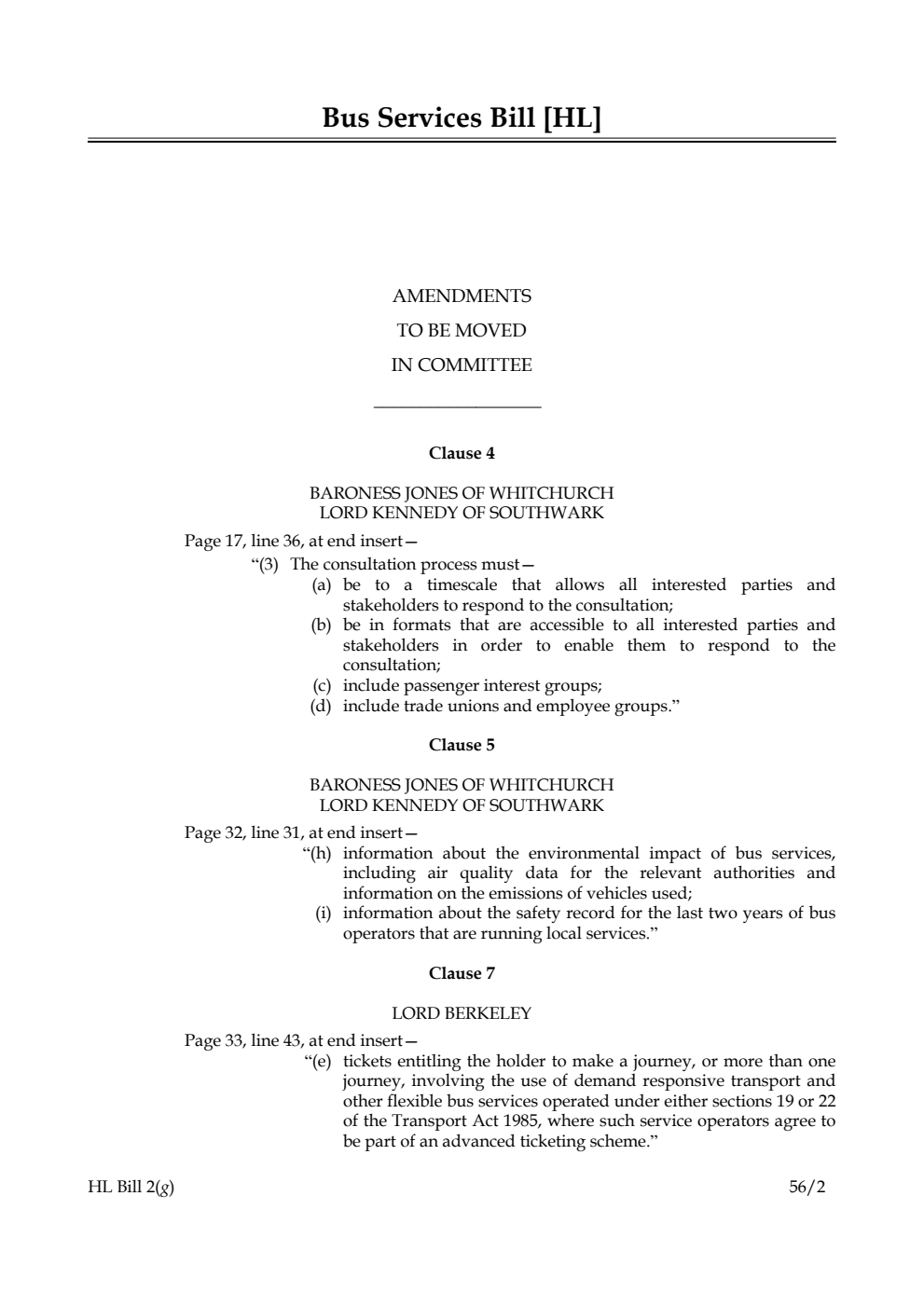 Bus Services Bill Lords Amendments