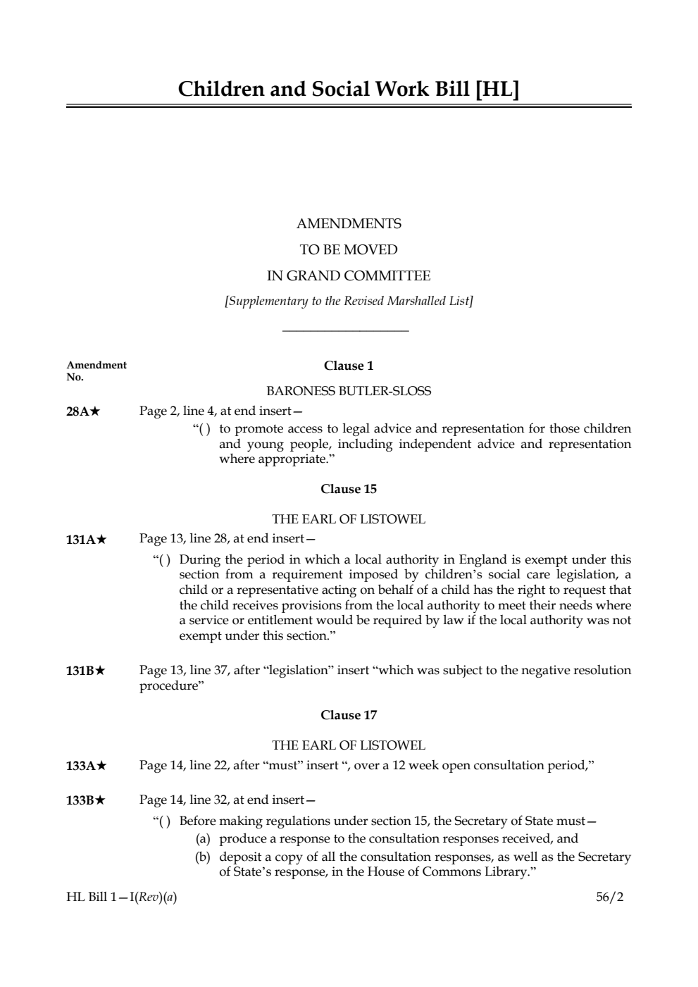 Children and Social Work Bill Lords Amendments