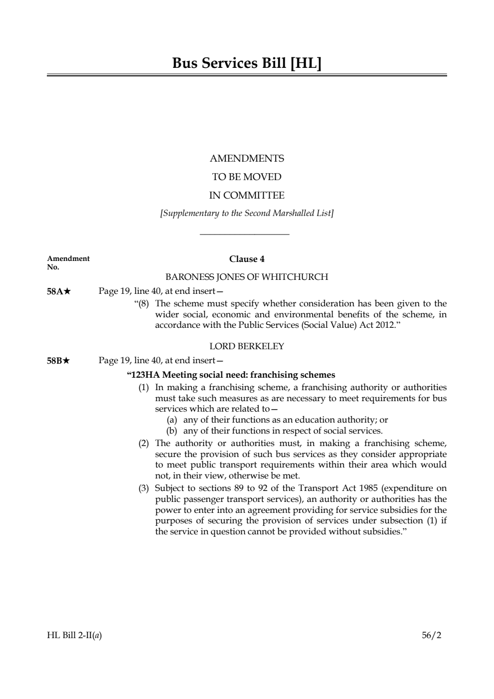 Bus Services Bill Lords Amendments