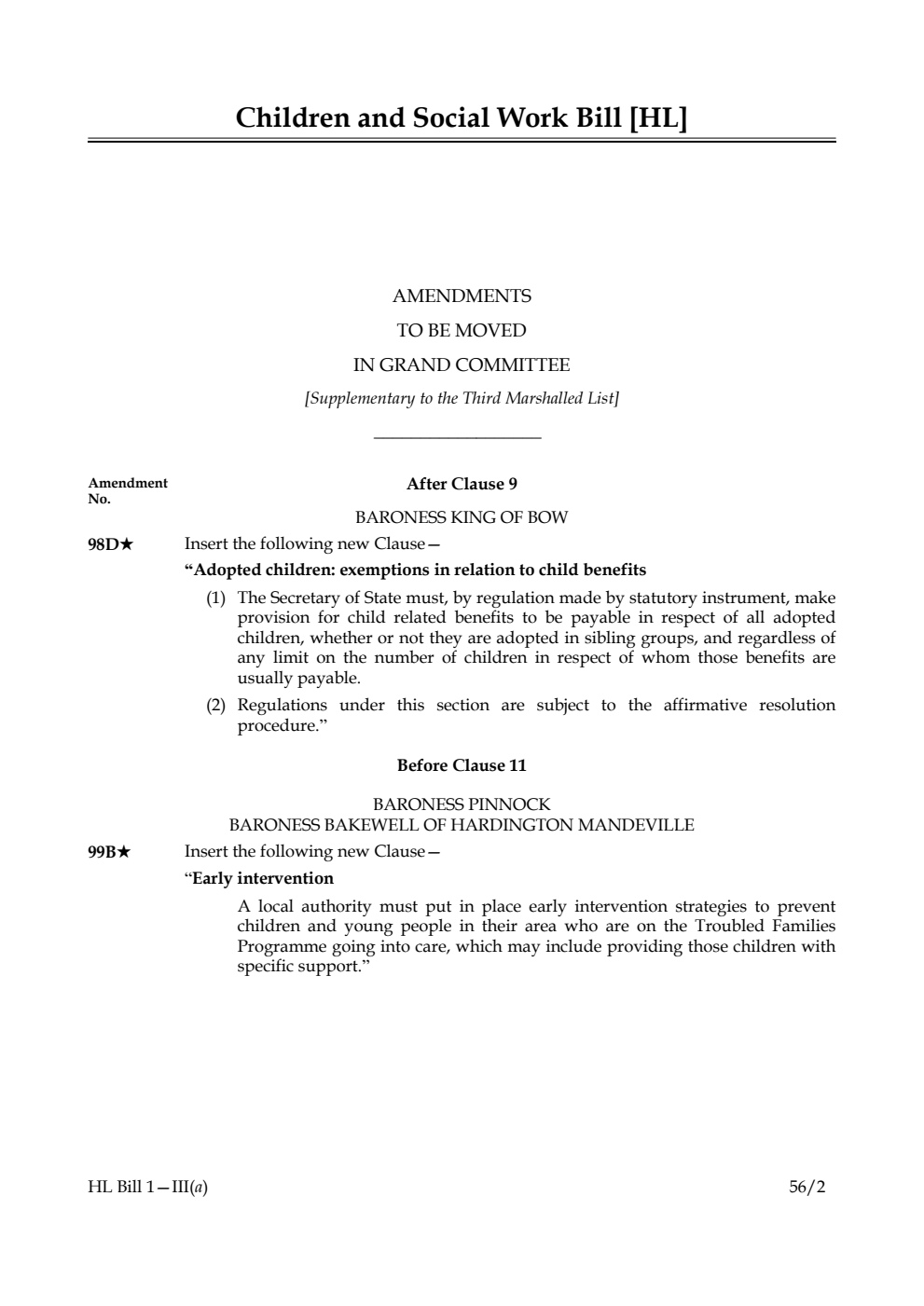 Children and Social Work Bill Lords Amendments