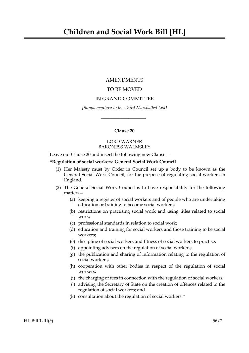 Children and Social Work Bill Lords Amendments