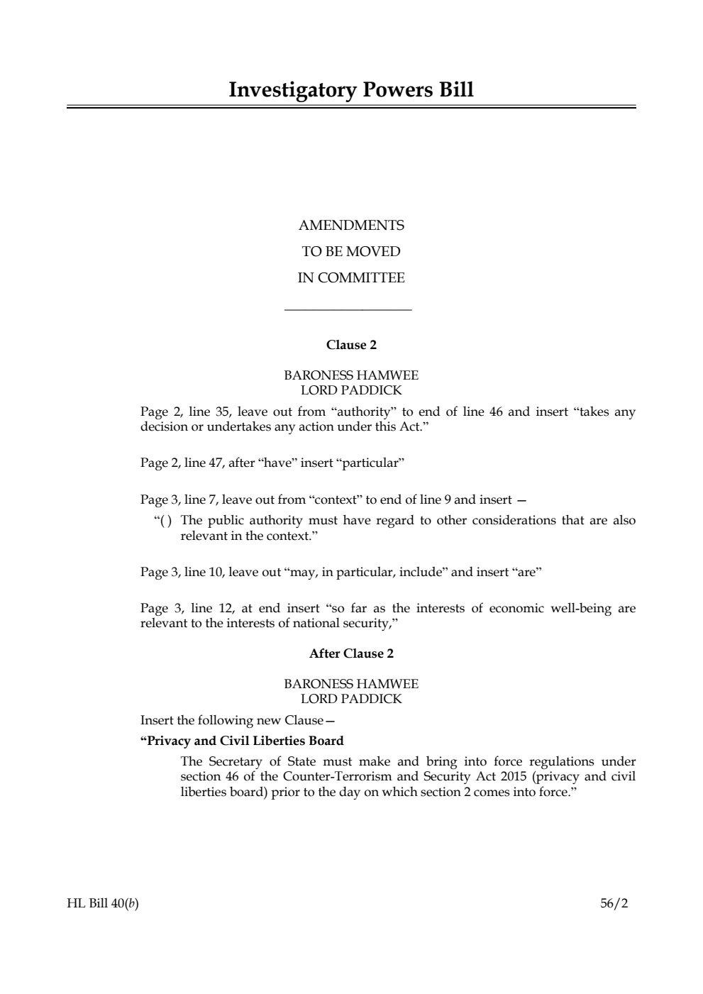 Investigatory Powers Bill Lords Amendments