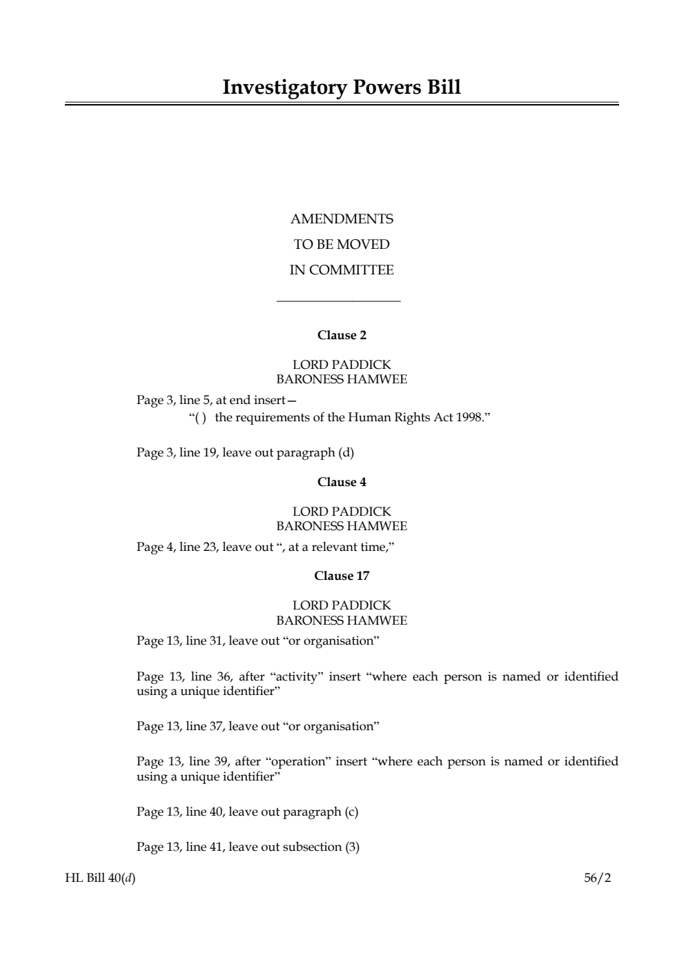 Investigatory Powers Bill Lords Amendments