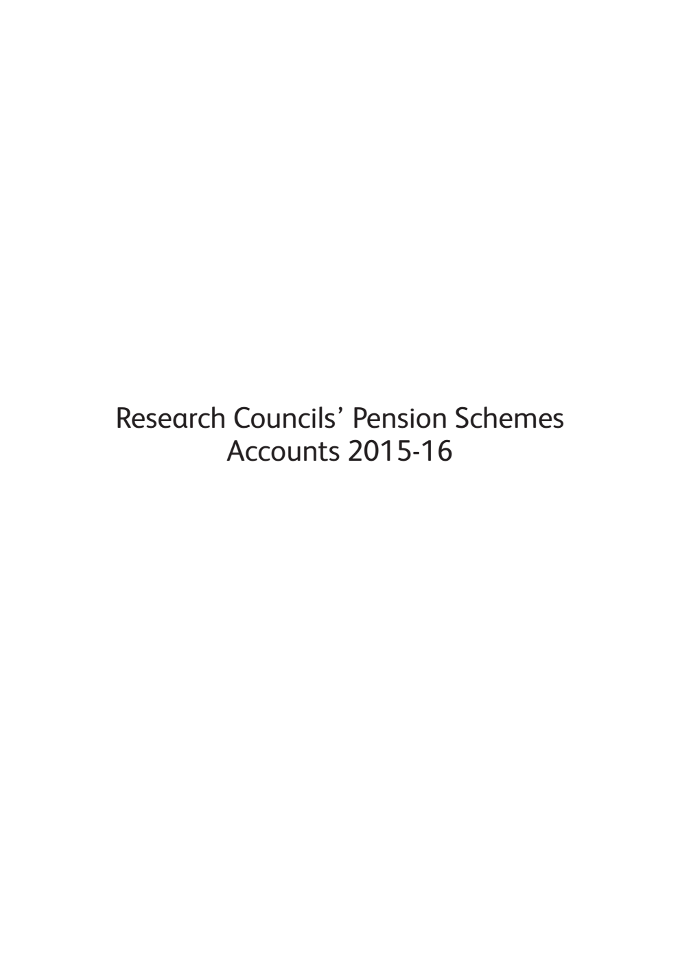 Research Councils' Pension Schemes Accounts 2015-16