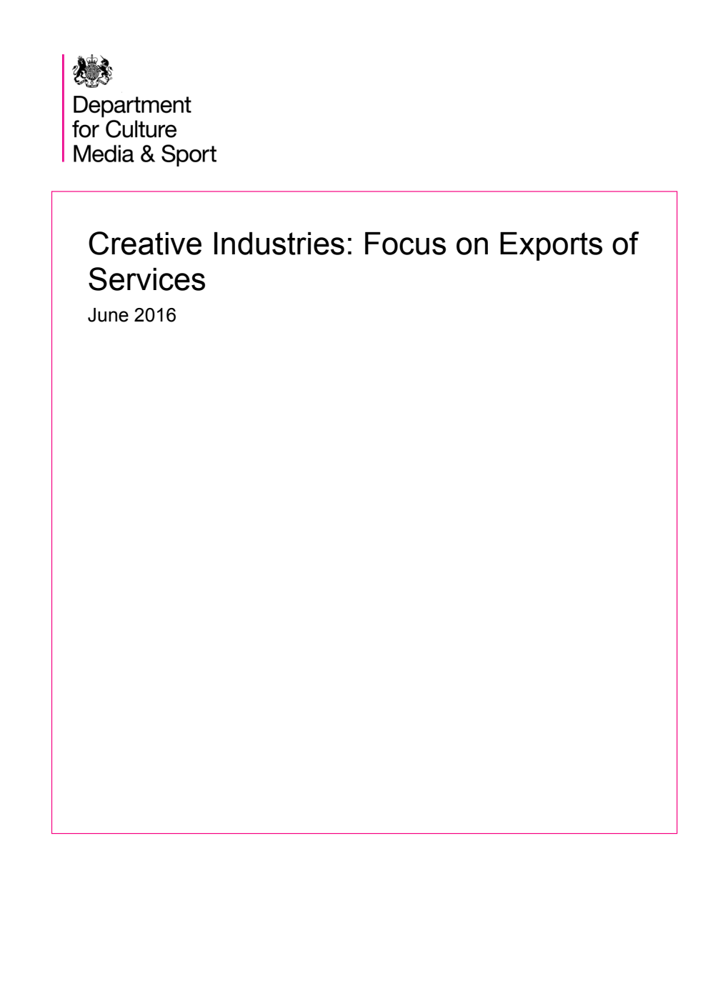 Creative Industries: Focus on Exports of Services