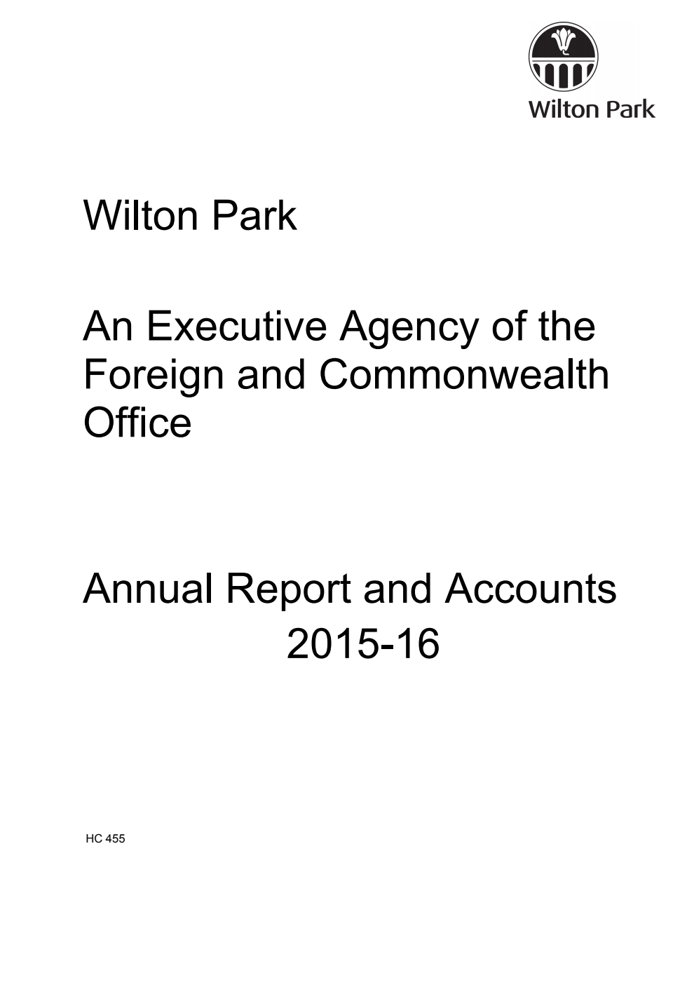 Wilton Park Annual Report and Accounts 2015-16
