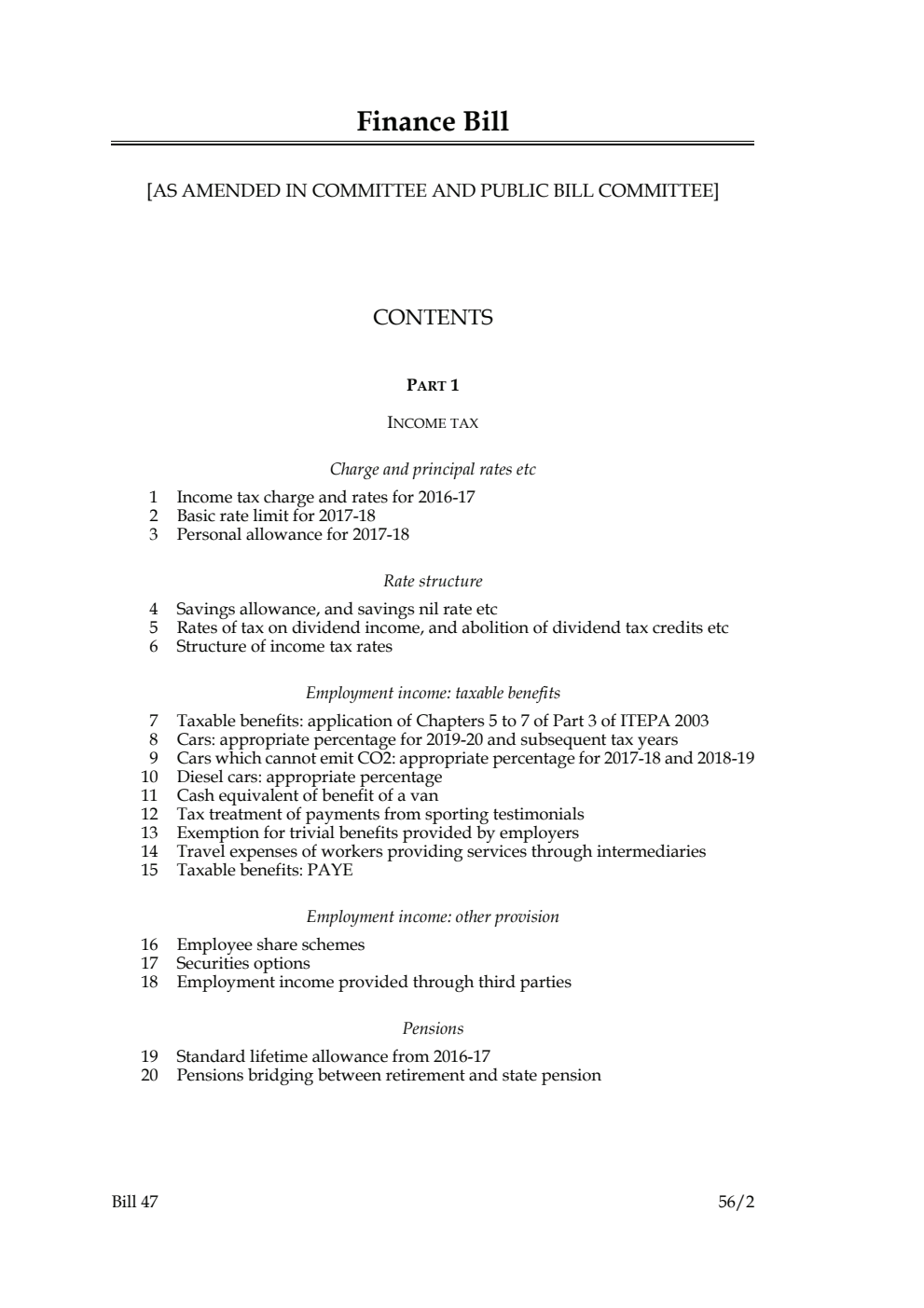 Finance Bill [as amended in Committee and Public Bill Committee]