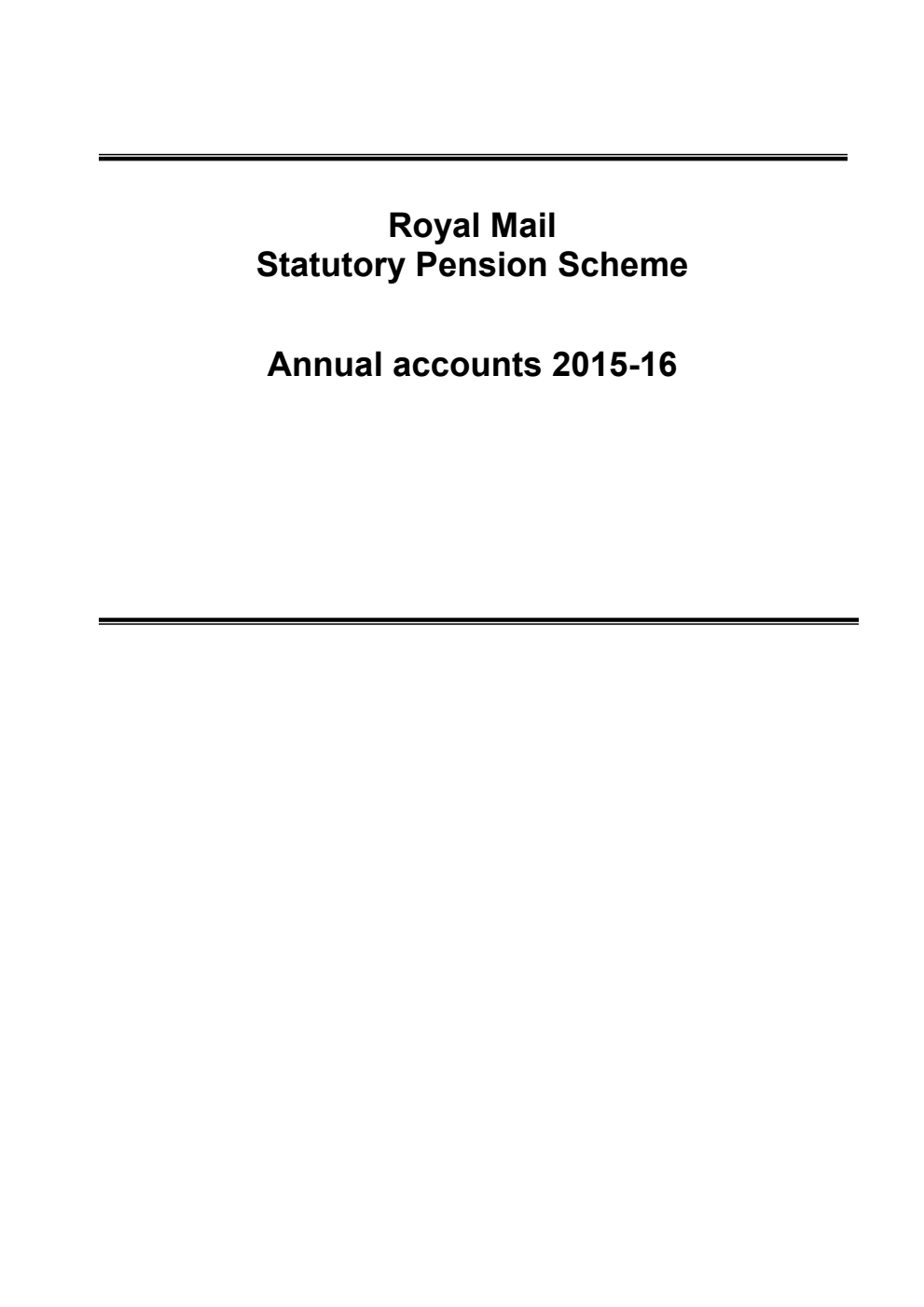 Royal Mail Statutory Pension Scheme Annual accounts 2015-16
