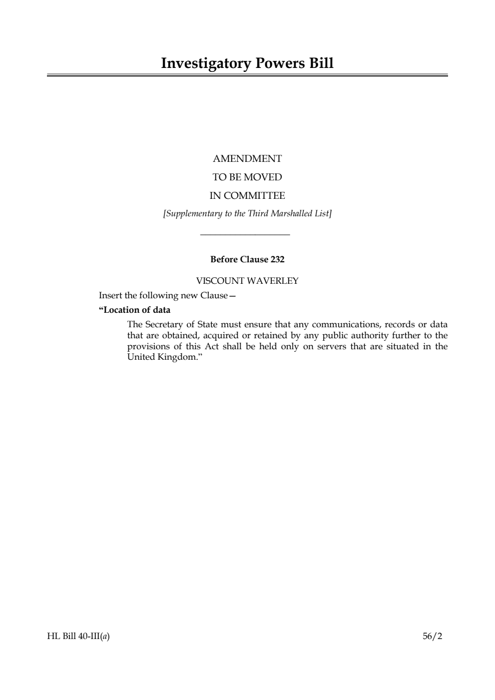 Investigatory Powers Bill Lords Amendments