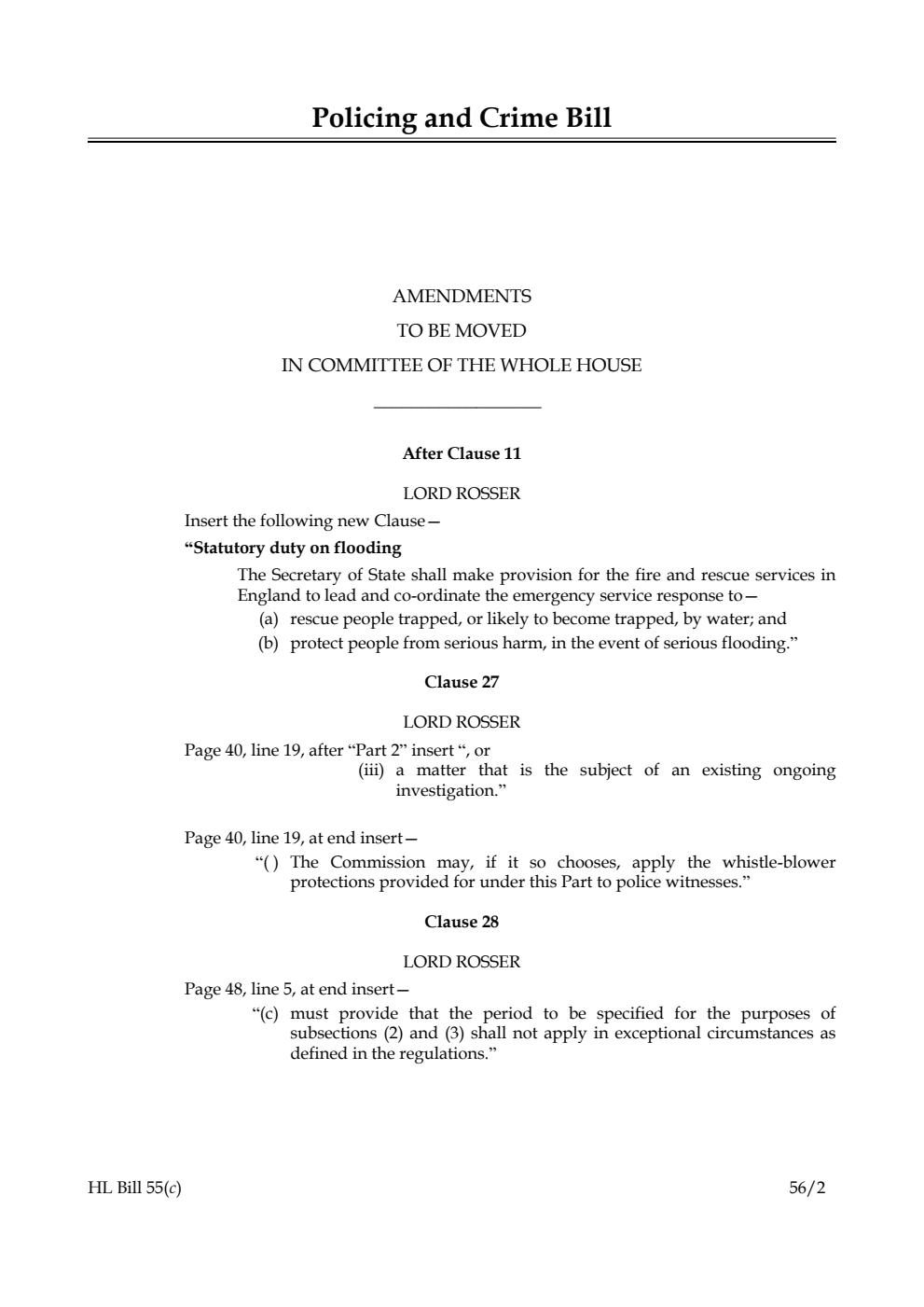 Policing and Crime Bill Lords Amendments