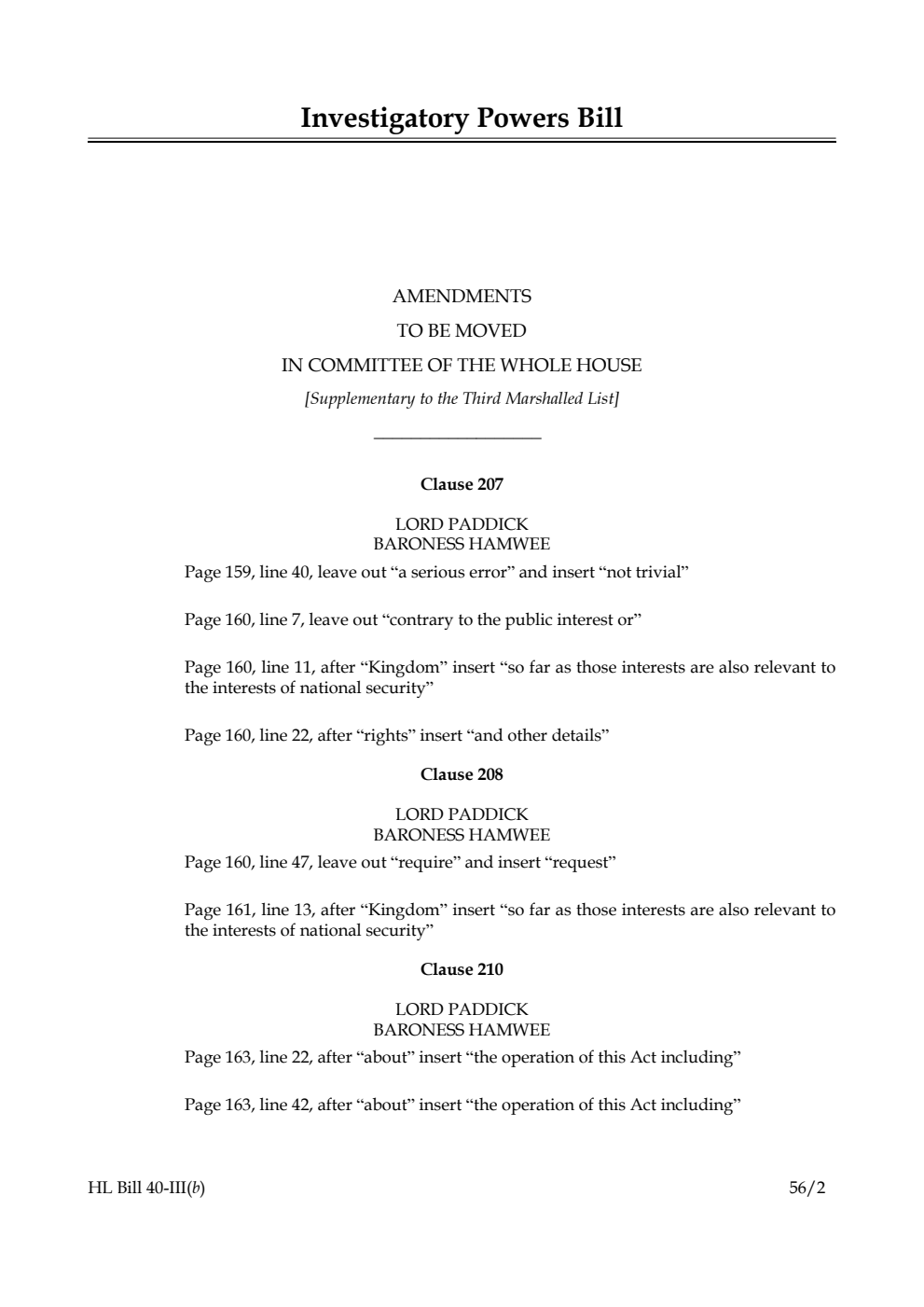 Investigatory Powers Bill Lords Amendments