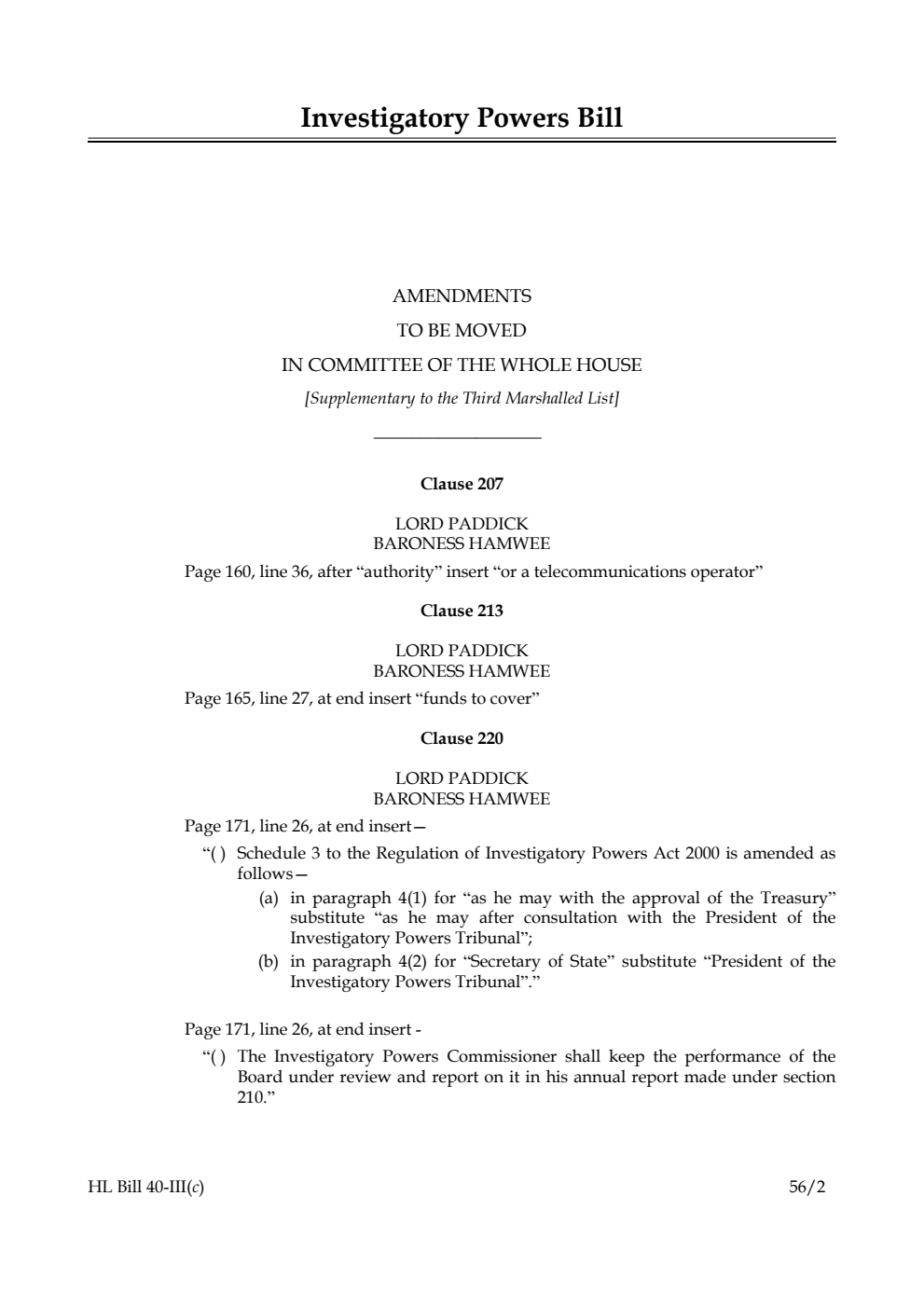 Investigatory Powers Bill Lords Amendments