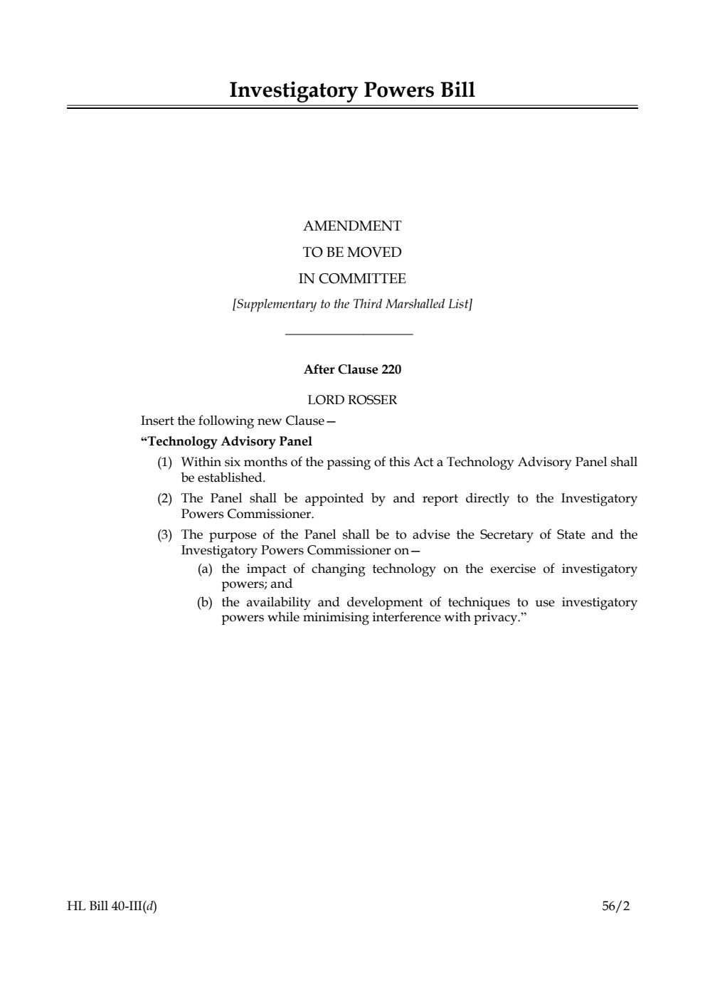 Investigatory Powers Bill Lords Amendments