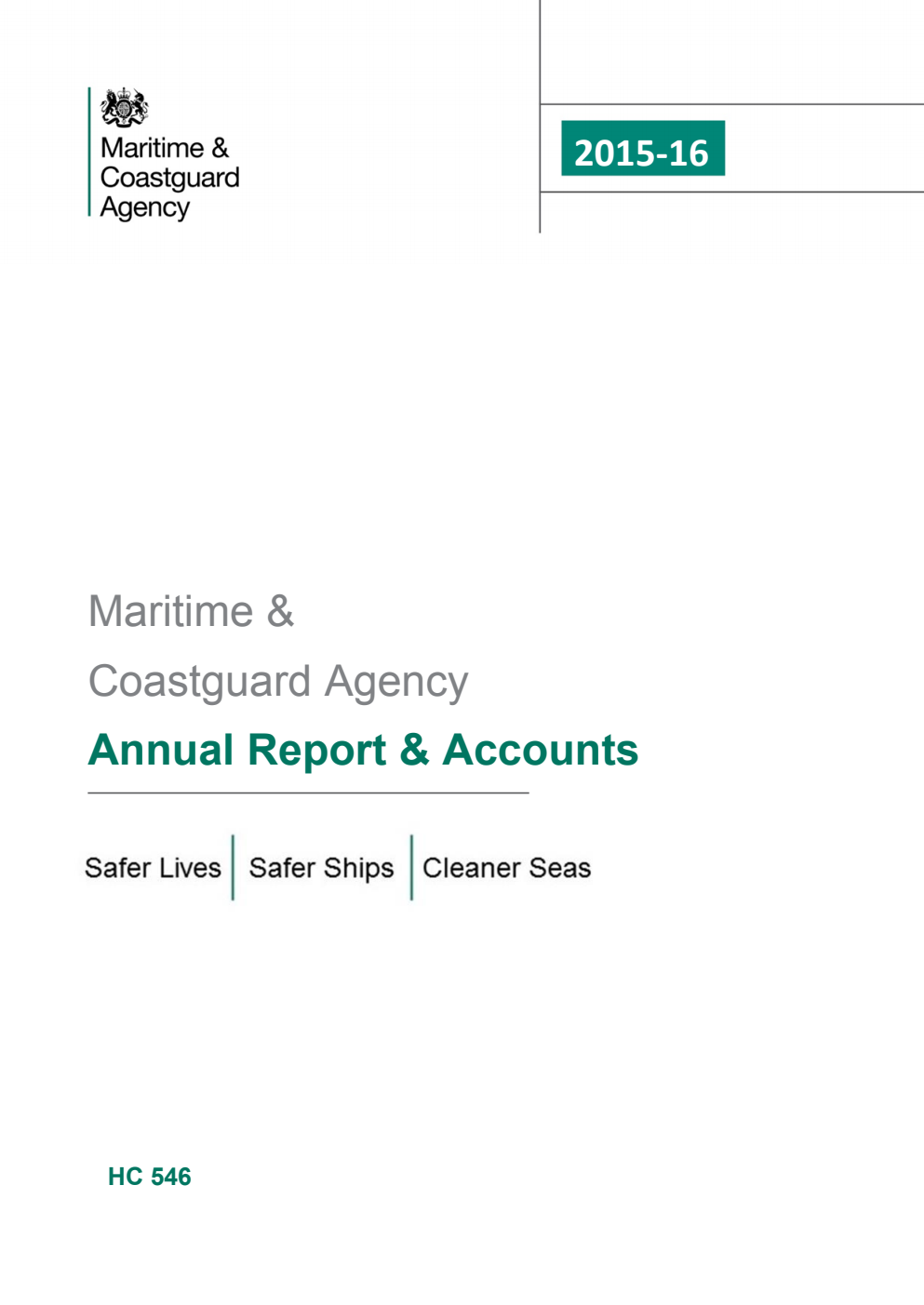 Maritime & Coastguard Agency Annual Report and Accounts 2015-2016