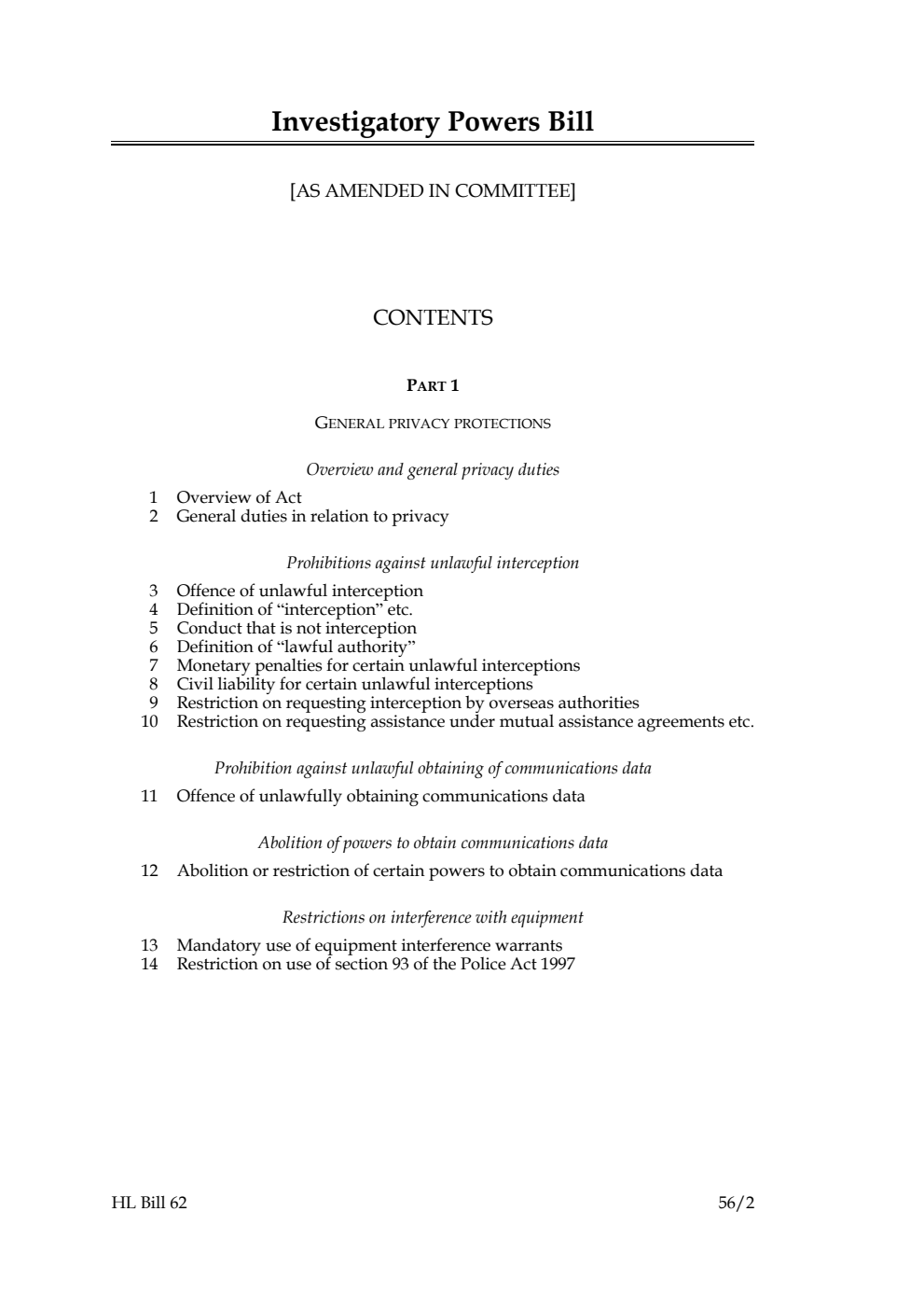 Investigatory Powers Bill [as amended in Committee]