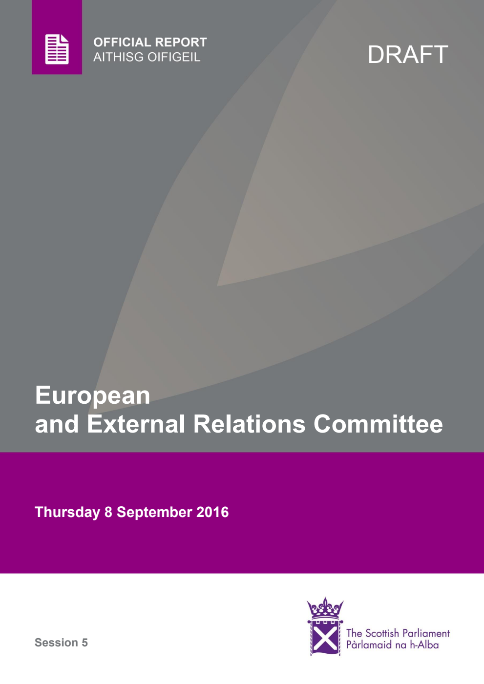 European and External Relations Committee 4th Meeting 2016, 8 September 2016 [Draft]