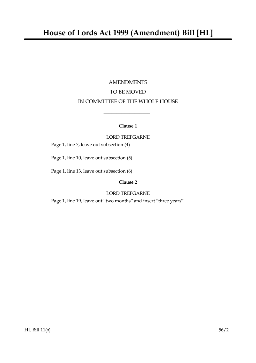House of Lords Act 1999 (Amendment) Bill Lords Amendments