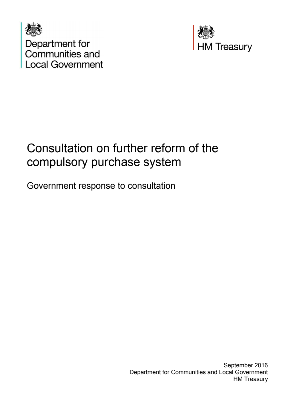 Consultation on further reform of the compulsory purchase system: Government response to consultation